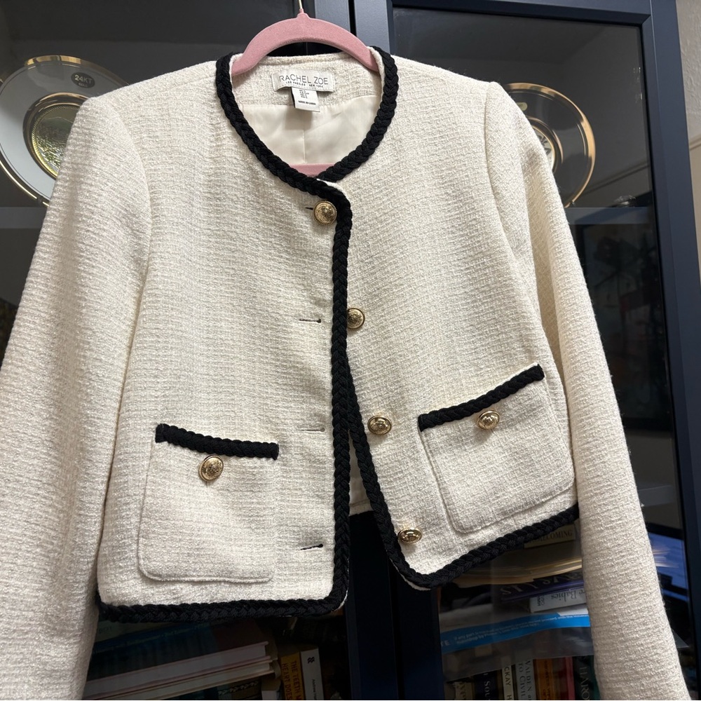 Rachel Zoe Cream and Black Blazer with Modern Silhouette